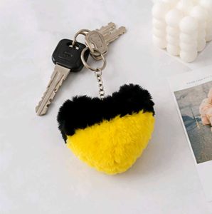 Fuzzy Heart Keychain Set of 3