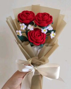 Handmade Crochet Rose Bouquet