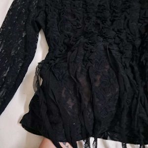 Y2k Vintage Gothic Grungy Black Lace Top