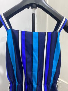 Sirikit Blue Candy Striped A Line Dress