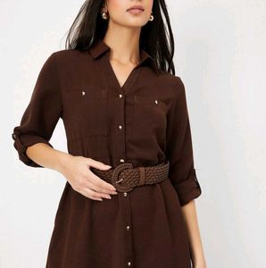 Women's Brown Button-Down Maxi Dress