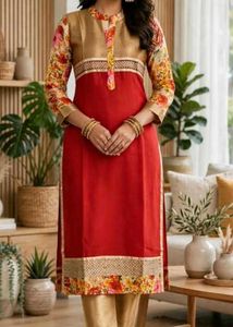 Elegant Red Floral Kurta Set