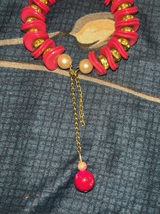 Pink &amp; Gold Beaded Bracelet