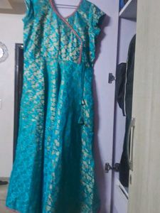 Beautiful Teal Kurta with Golden Print