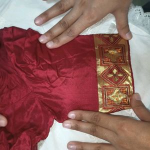 Red Maroon Golden Gota Border Blouse