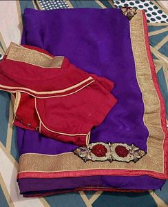 Purple Embroidered Saree