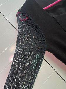 Elegant Black Lace Sleeve Dress