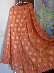 Peach Brocade Skirt