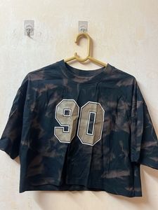 Trendy Tie-Dye "90" Crop T-Shirt