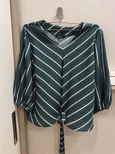 Stylish Striped Tie-Front Blouse