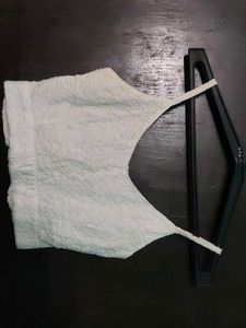 Textured White Bikini Top