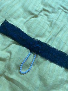 Clovia Panty for Women Lace and Pearl Black