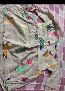 Embroidered Beige Kurta