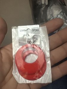 Red Hoop Earrings