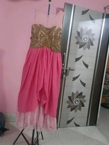 Elegant Pink & Gold Ethnic Gown