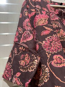 Brown Flower Printed Kurta N Pant