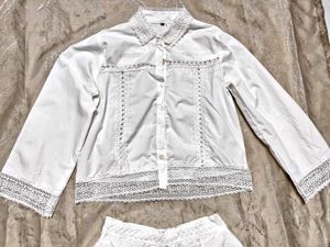 Chic White Lace Detail Co-ord Set