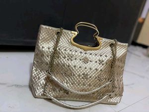 Elegant Gold Embellished Handbag