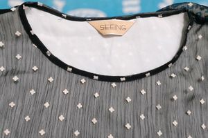 Polka Dot Flared Sleeve Top