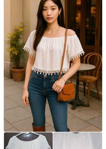 3 Cute White Tops Combo deal
