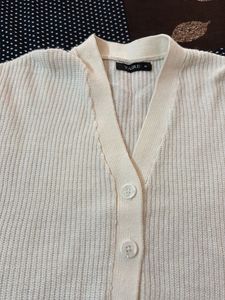 Cream Knit Button-Up Cardigan