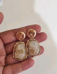Unique Abstract Stone Drop Earrings