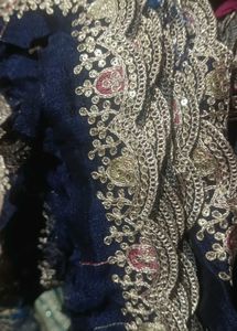 Lace cut work  navy blue colour