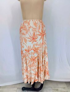 Orange Tropical Print Maxi Skirt