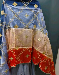 Elegant Blue Anarkali Suit with Dupatta XXL