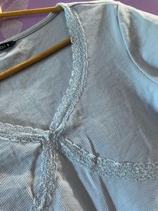 Cute Lace Trimmed V-Neck Top