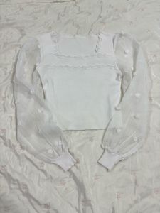 White Lace Detail Top