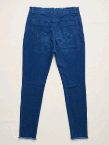 Blue Frayed Hem Denim Jeans