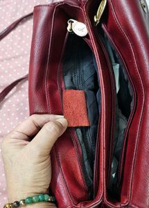 Chic Maroon Leather Handbag