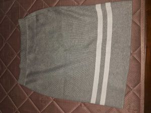 Gray Mini Skirt with White Stripes