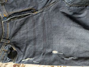 Dark Wash Distressed Denim Jeans