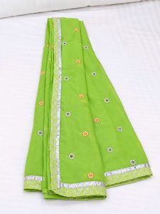 Green Embroidered Saree Set