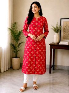 ♥️Pure Red Printed Kurti