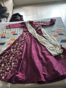 Maroon Embroidered Anarkali Dress