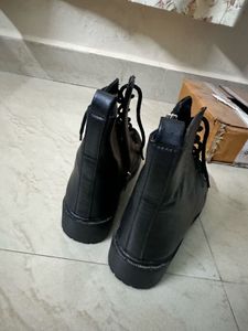 Black Lace-Up Ankle Boots