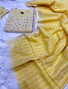 Yellow Embroidered Kurta Set with Dupatta
