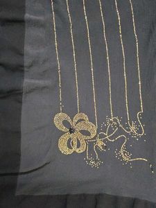 Elegant black dupatta with Gold Embellishments