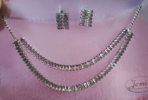 Trending double layer silver necklace set with