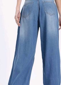 women faded flare palazzo jeans set