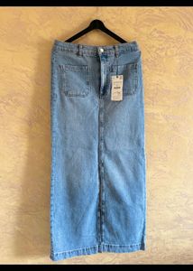 Light Wash Denim Maxi Skirt