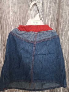 Denim Skirt with Embroidery and Baby Hug T Shirt