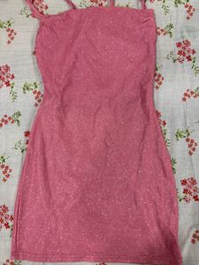 Shimery Pink Mini Backless Dress