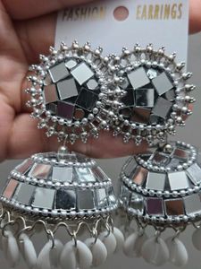 Mirror Work Jhumka Earrings