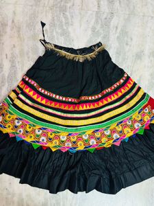 Embroidered reversible Black Skirt
