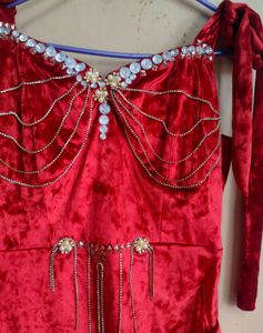 Embellished Red Velvet gown