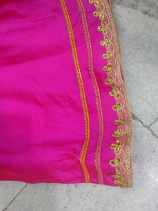 Vibrant Pink Ethnic Skirt with Gold Trim